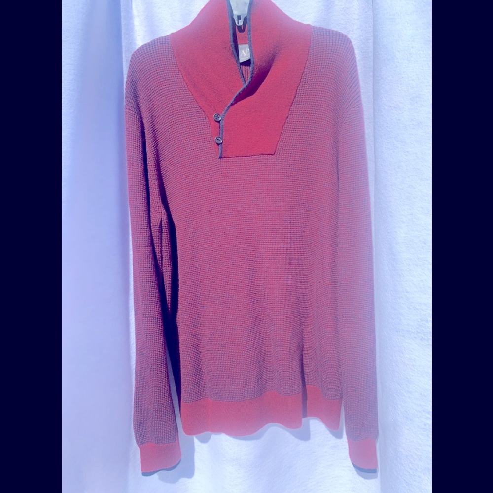 Armani Exchange Men’s Shawl Burgundy and Blue Sweater Size XXL/T